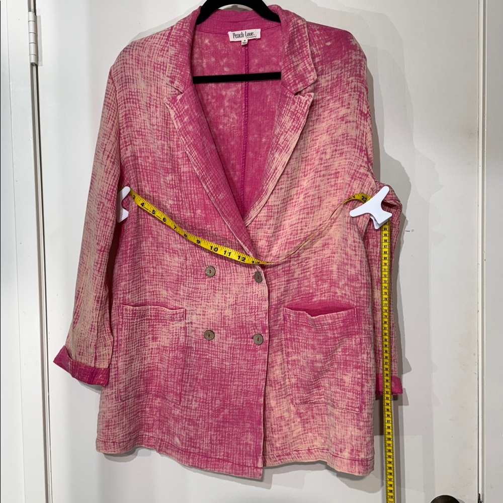Peach Love California Waffle Textured Pink/Peach Oversized lightweight Blazer M - Picture 5 of 6